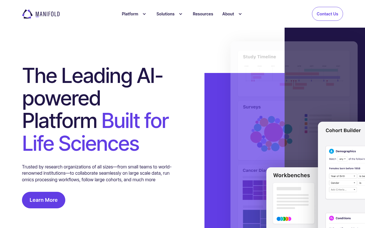 Screenshot of Manifold: AI-Powered Research Collaboration Platform