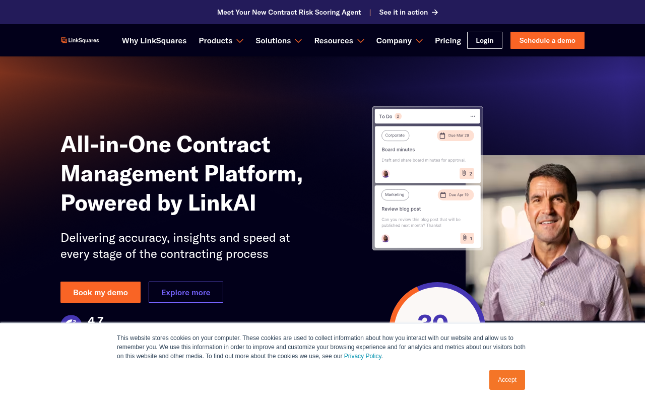 Screenshot of LinkSquares: AI-Powered Contract Management for Streamlined Business Deals