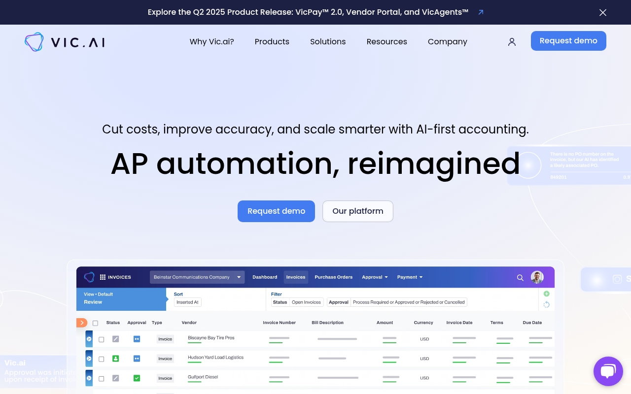 Screenshot of Vic.ai: AI-Powered AP Automation for Maximum Efficiency