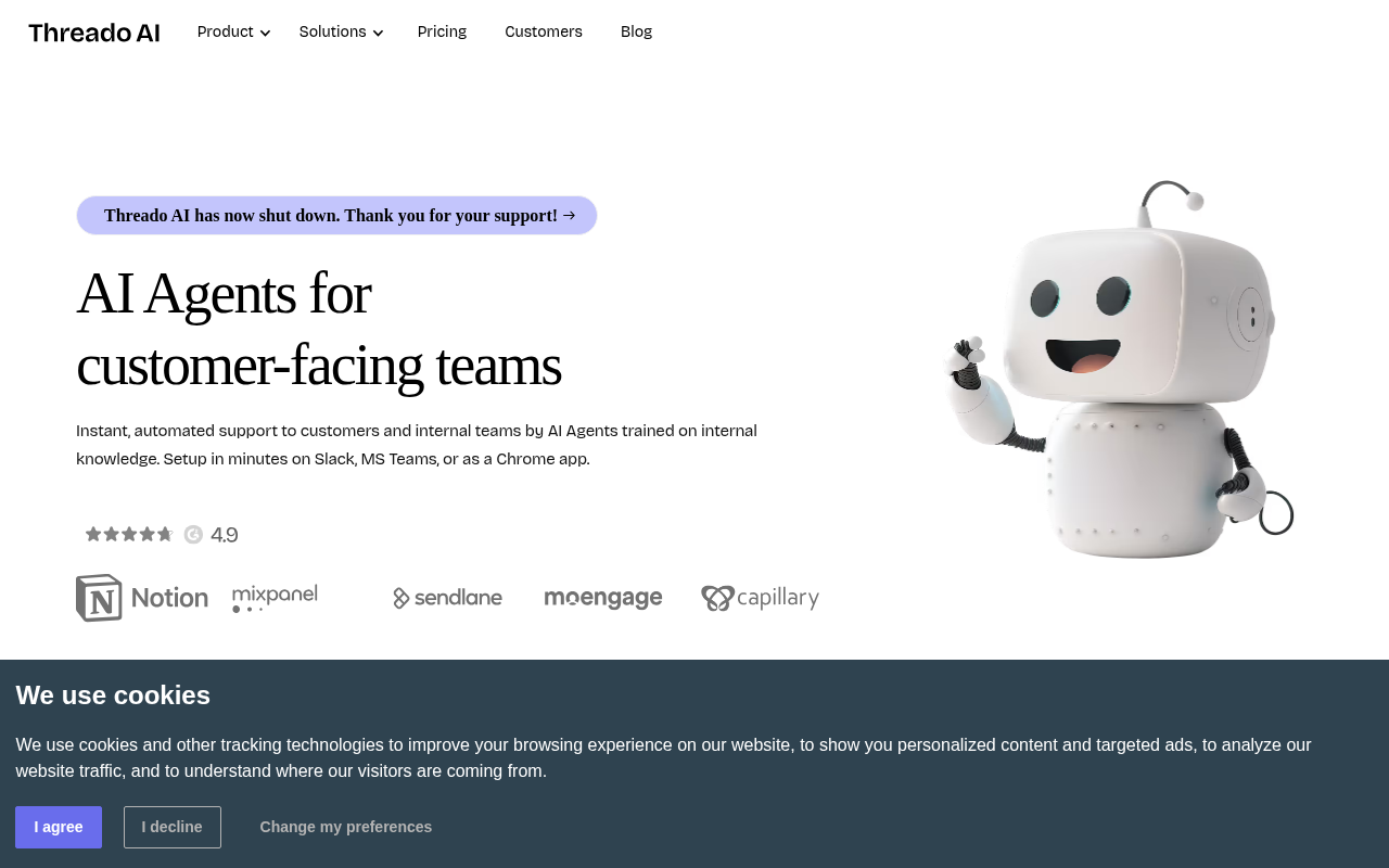 Screenshot of Revolutionize Customer Support with Threado AI