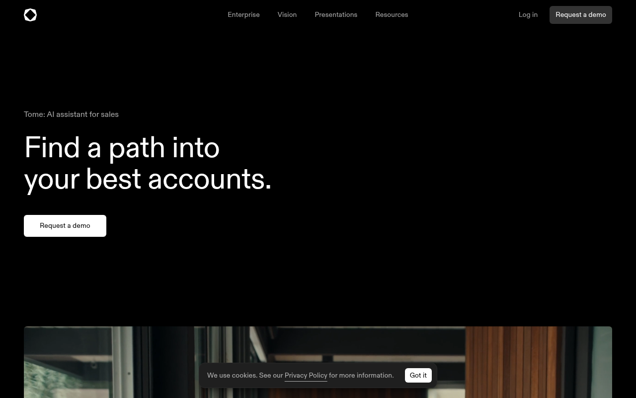 Screenshot of Tome: AI-Powered Account Research and Sales Automation