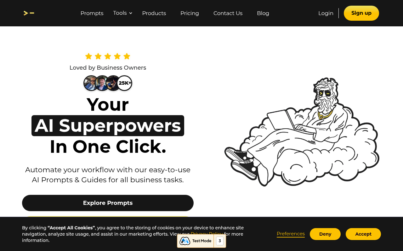 Screenshot of God of Prompt: Unlock AI Power with Ready-Made Prompts