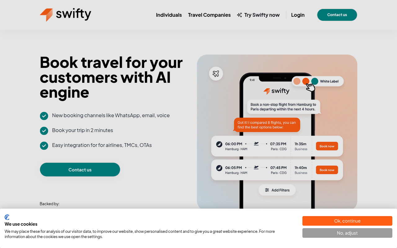 Screenshot of Swifty: The AI-Powered Travel Booking Assistant
