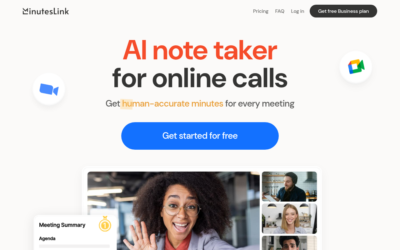 Screenshot of MinutesLink: AI-Powered Meeting Minutes Made Easy