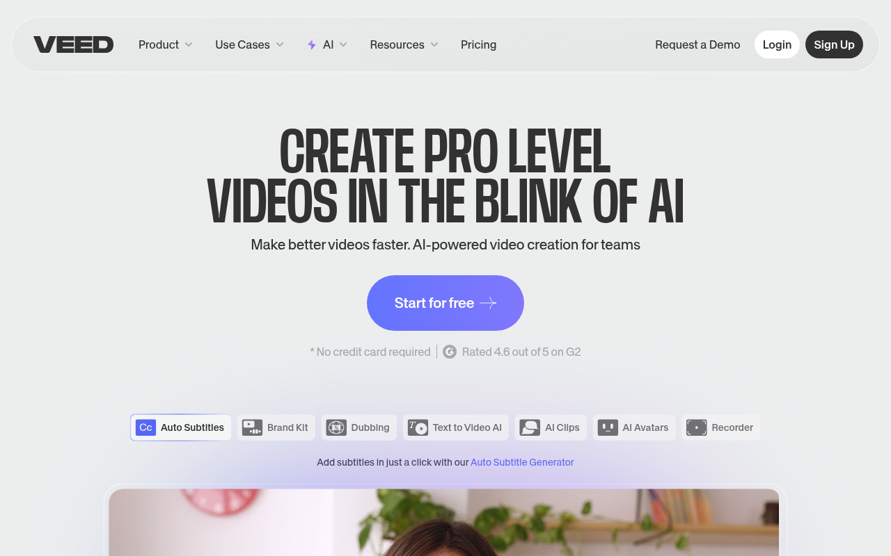 Screenshot of VEED.IO: AI-Powered Online Video Editing for Everyone