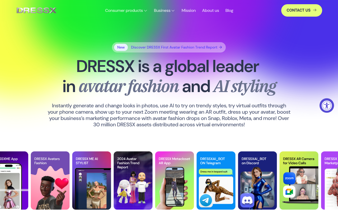 Screenshot of DRESSX: Your Gateway to Digital Fashion and Virtual Style