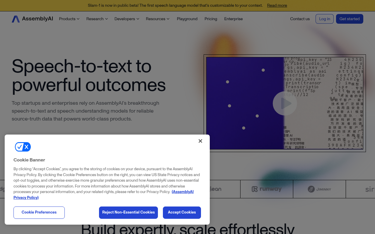 Screenshot of AssemblyAI: Supercharge Your Audio with AI-Powered Transcription