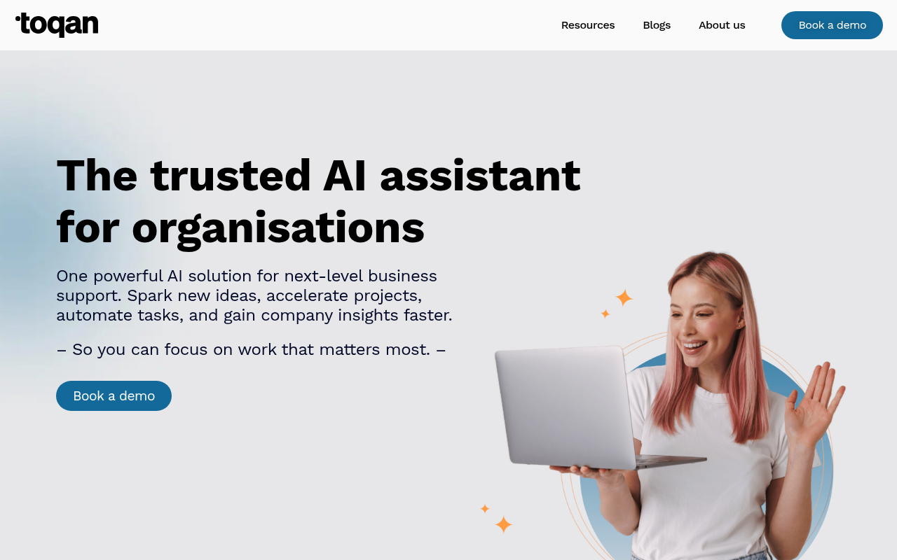 Screenshot of Toqan AI: Supercharge Your Productivity with AI Automation