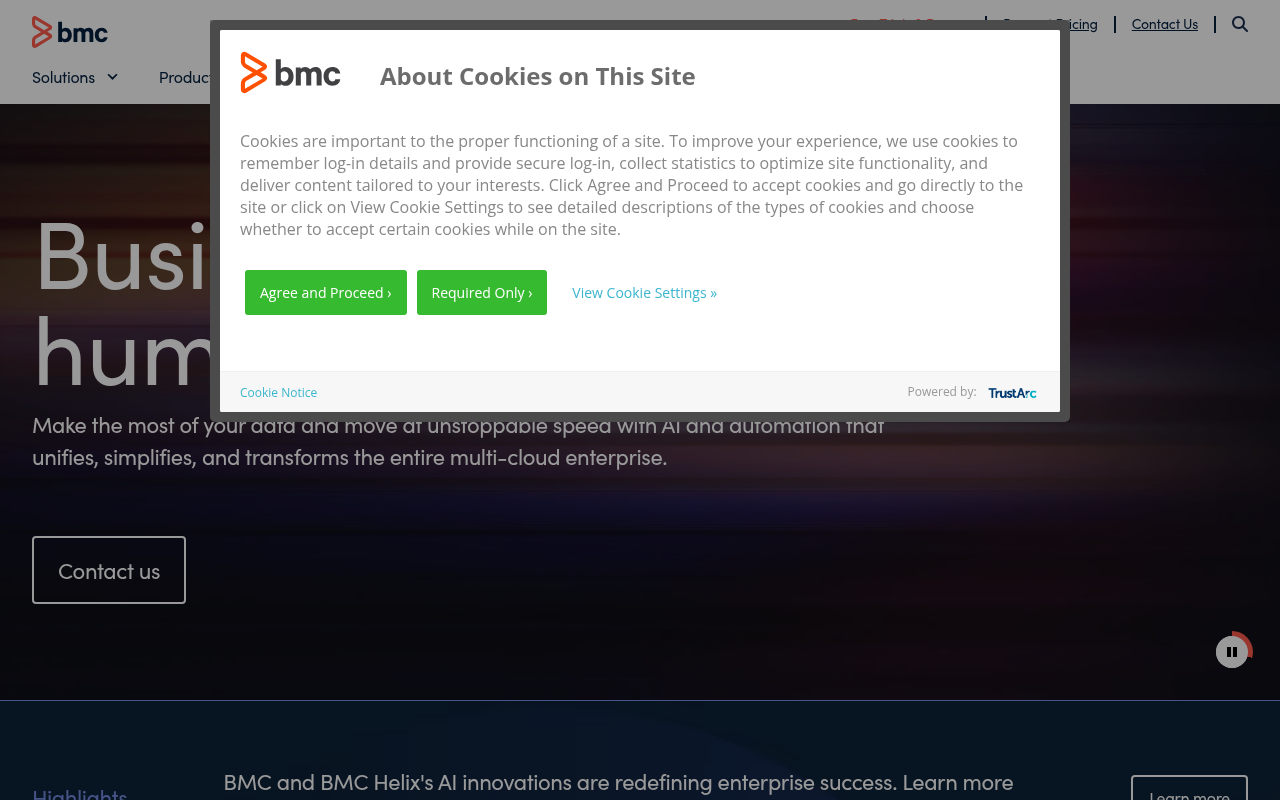Screenshot of BMC: AI-Powered IT Solutions for the Modern Enterprise