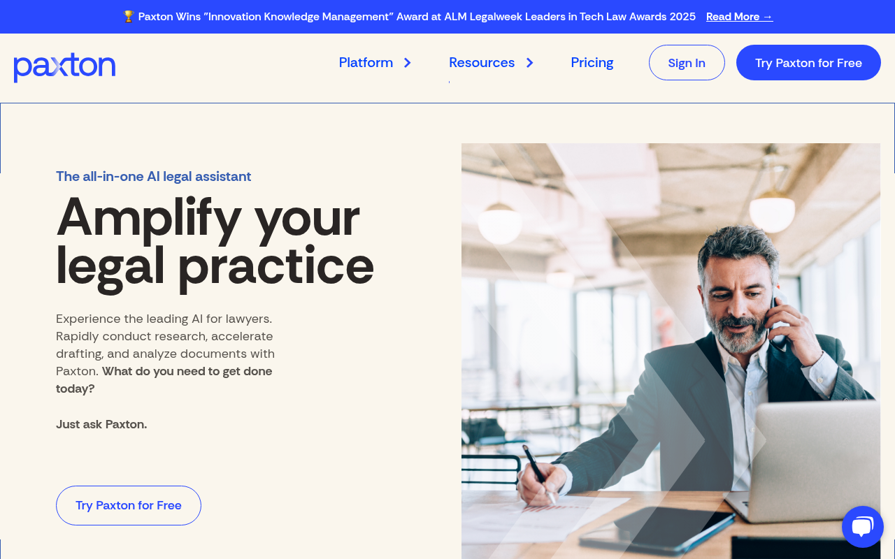 Screenshot of Paxton AI: Revolutionizing Legal Workflows with AI