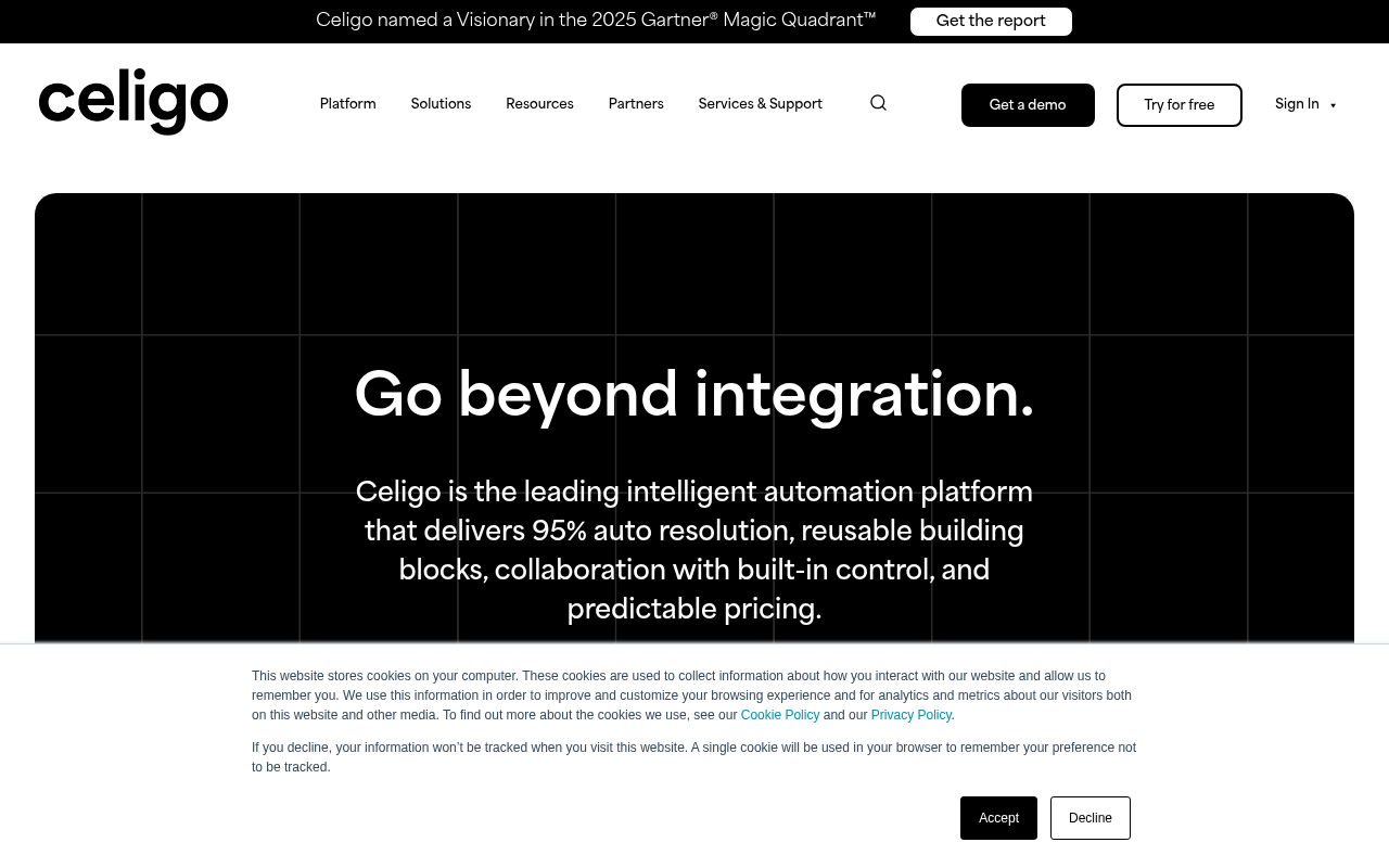 Screenshot of Celigo: Supercharge Your Business with Intelligent Automation