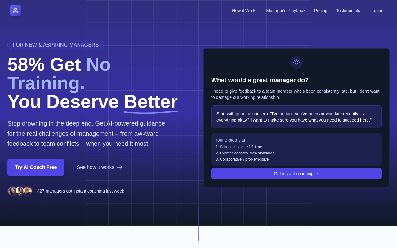 Screenshot of Unlock Your Leadership Potential: AI-Powered Management Coaching