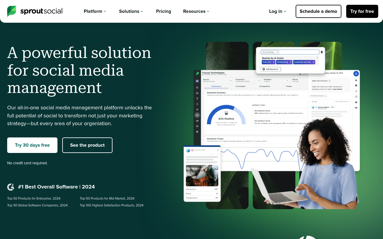 Screenshot of Sprout Social: Streamline Your Social Media Management with AI