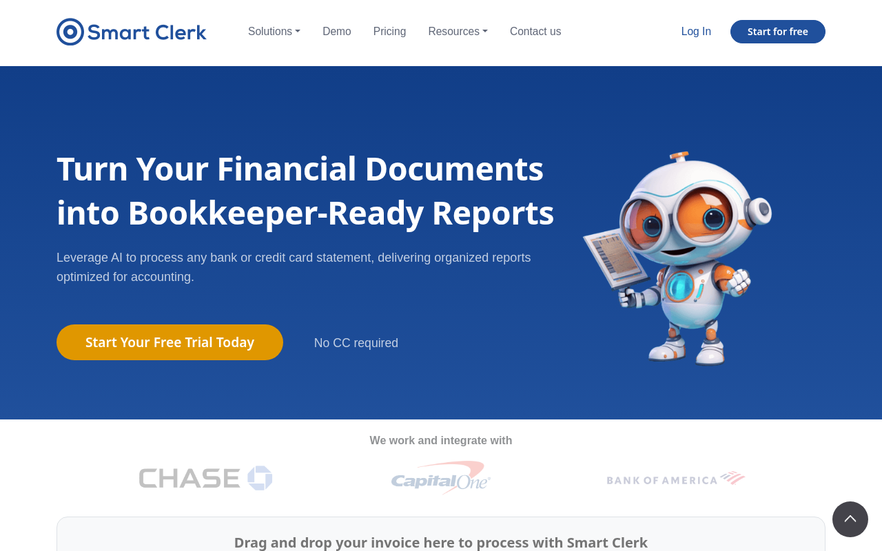 Screenshot of Smart Clerk: AI-Powered Bank Statement Conversion & Financial Insights