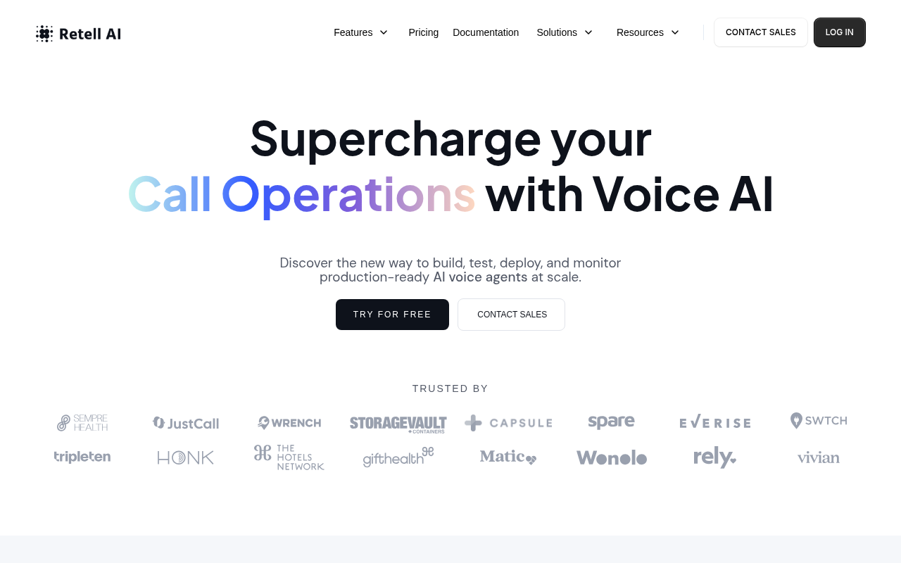 Screenshot of Retell AI: Build Scalable AI Voice Agents