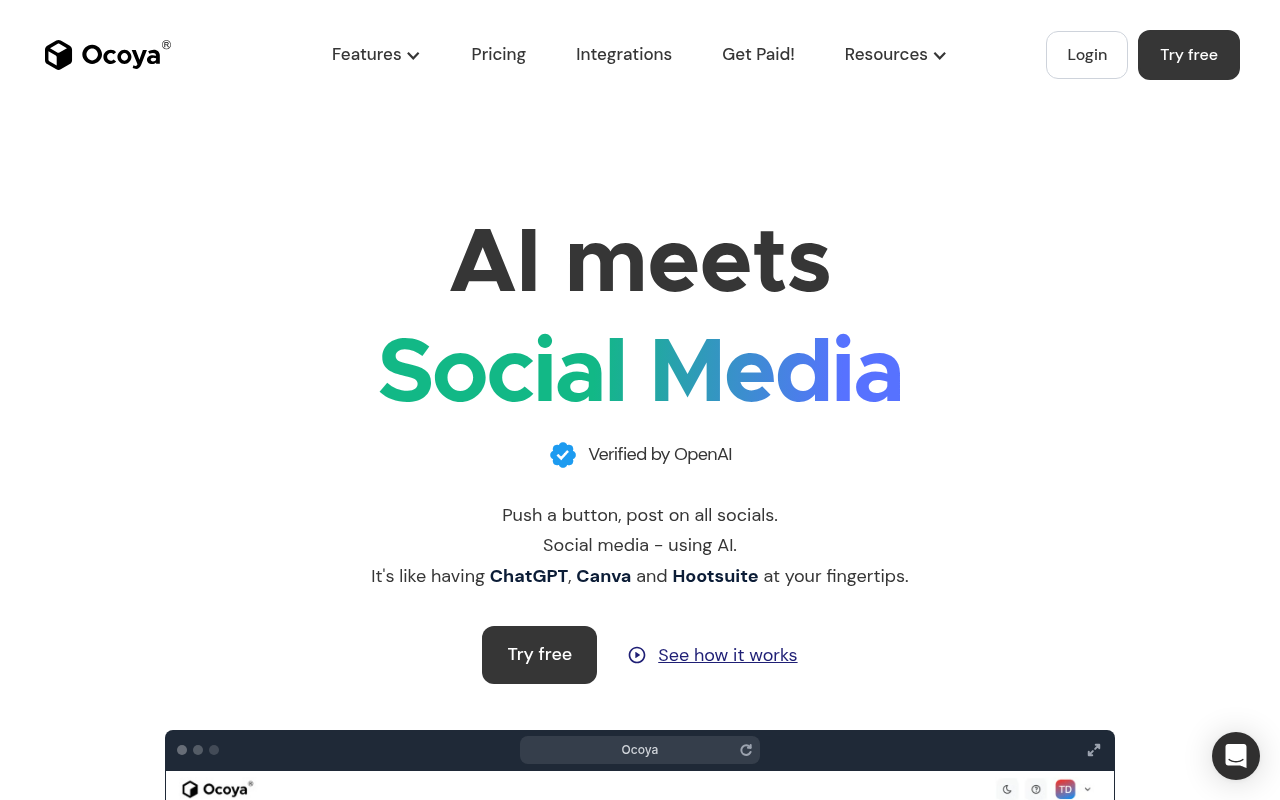 Screenshot of Elevate Your Social Media Game with Ocoya AI