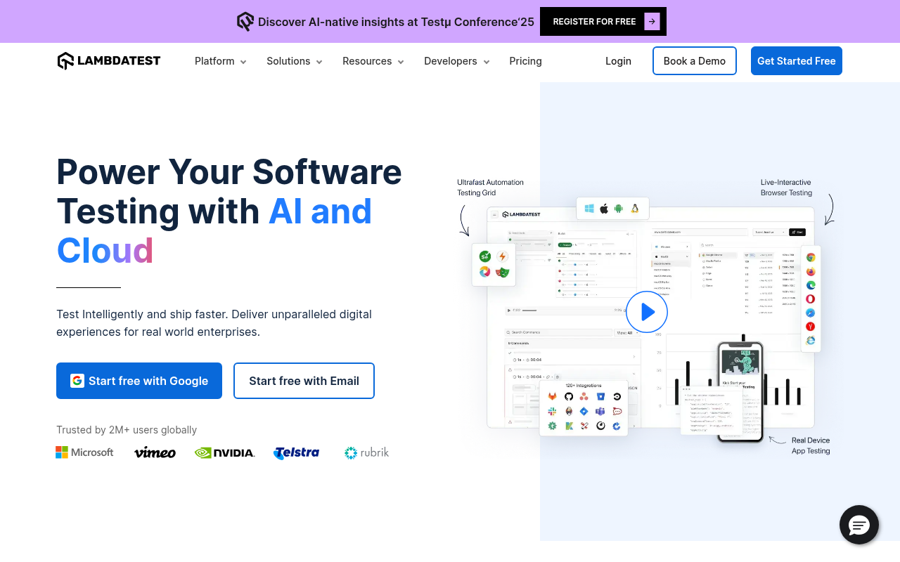 Screenshot of LambdaTest: AI-Powered Cloud Testing Platform for Seamless Software Delivery