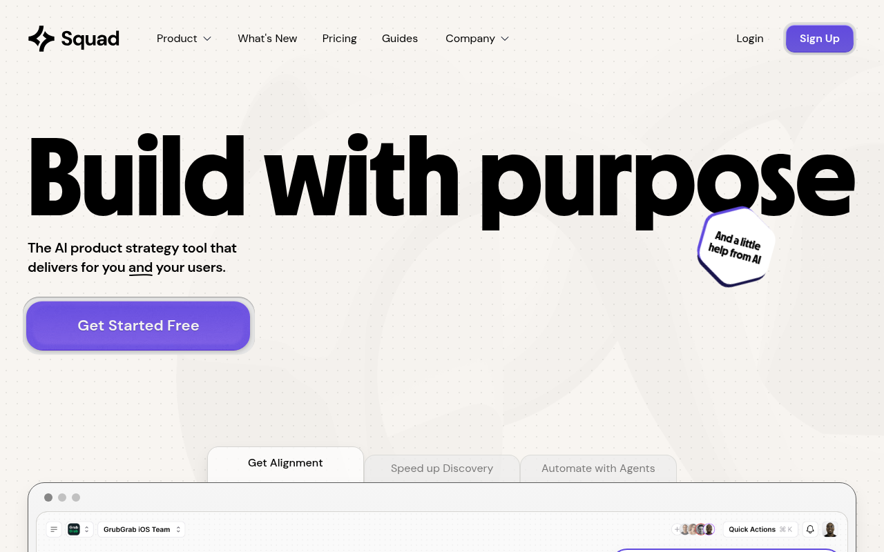 Screenshot of Squad AI: Supercharge Your Product Strategy with AI