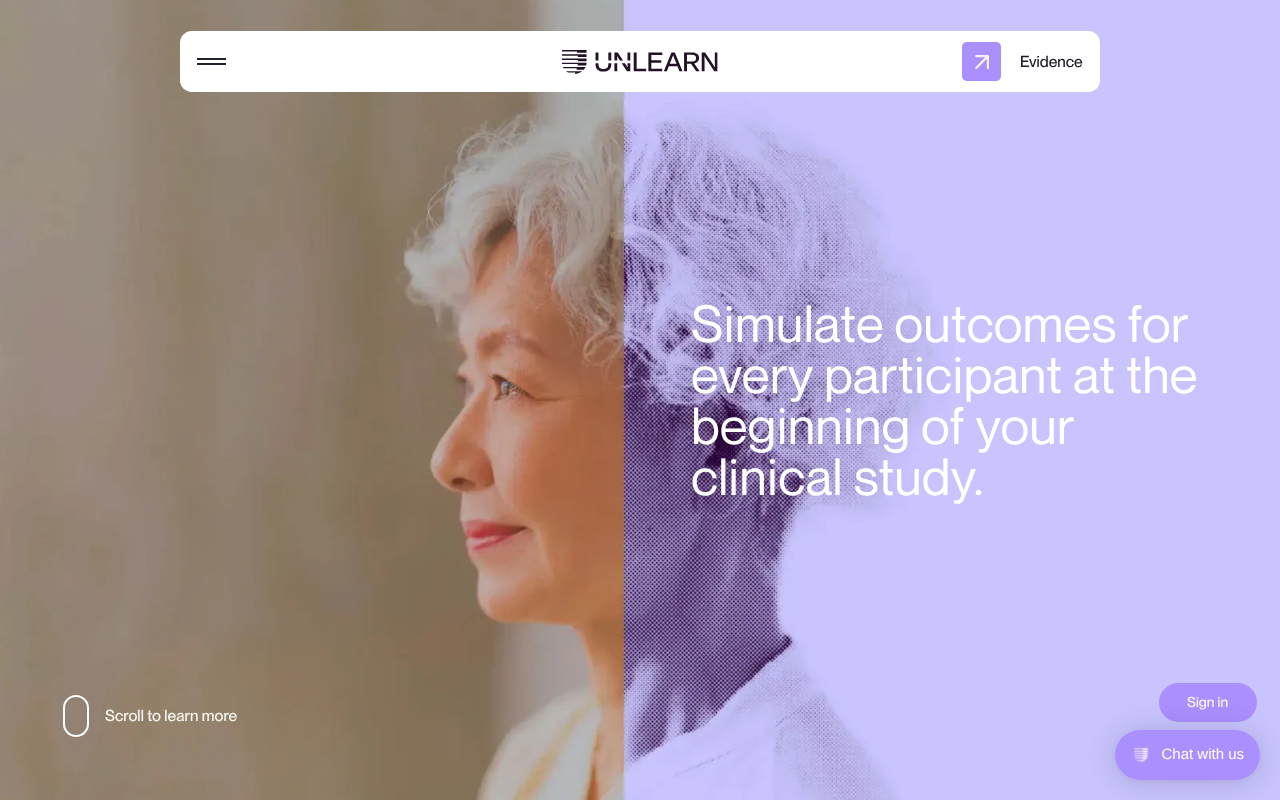 Screenshot of Unlearn.AI: Accelerating Clinical Trials with AI Digital Twins