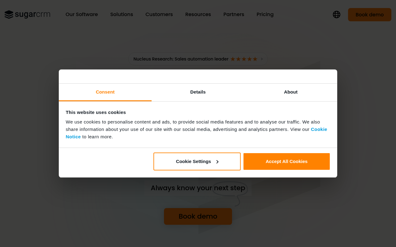 Screenshot of SugarCRM: AI-Powered CRM for Smarter Business Growth
