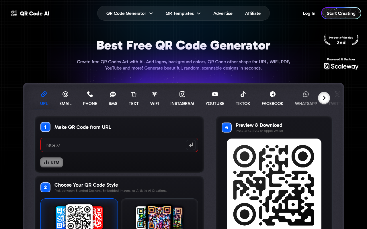 Screenshot of QR Code AI: Generate Stunning, Trackable QR Codes with AI