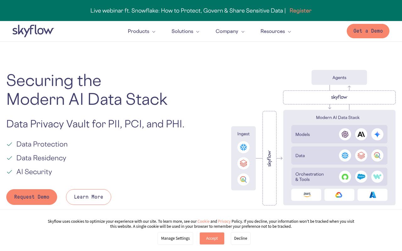 Screenshot of Skyflow: Your AI Data Privacy Solution