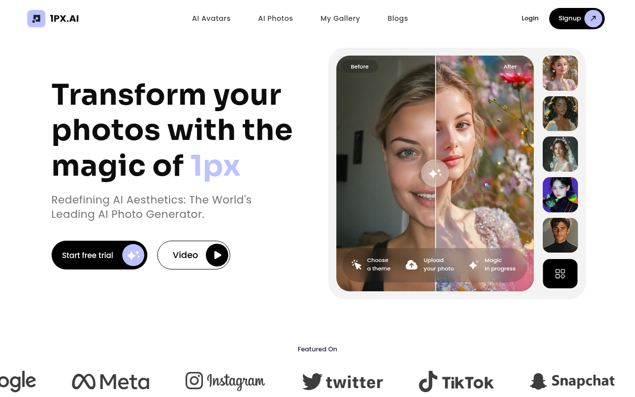 Screenshot of 1px AI: Supercharge Your Images with AI-Powered Upscaling