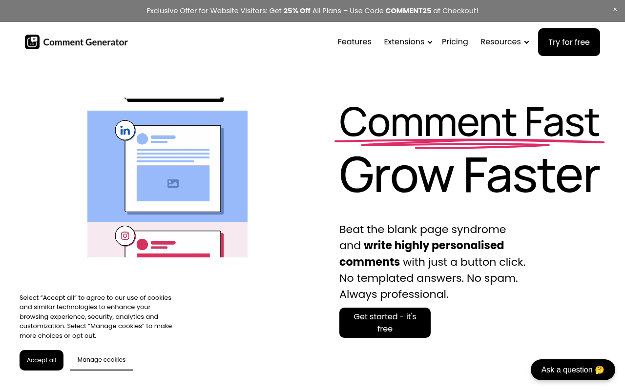 Screenshot of Boost Your Social Engagement with the Comment Generator AI