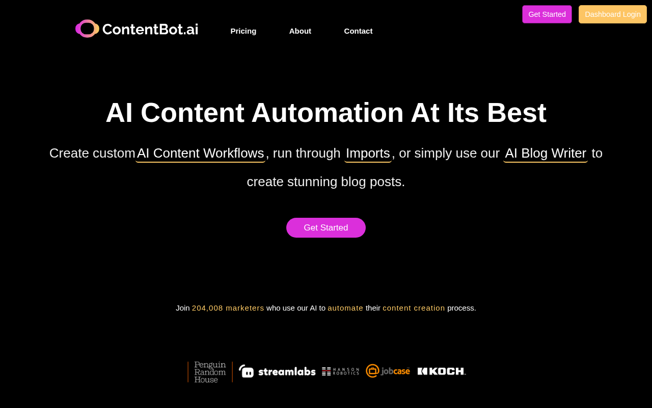 Screenshot of ContentBot: Automate Your Content Creation with AI