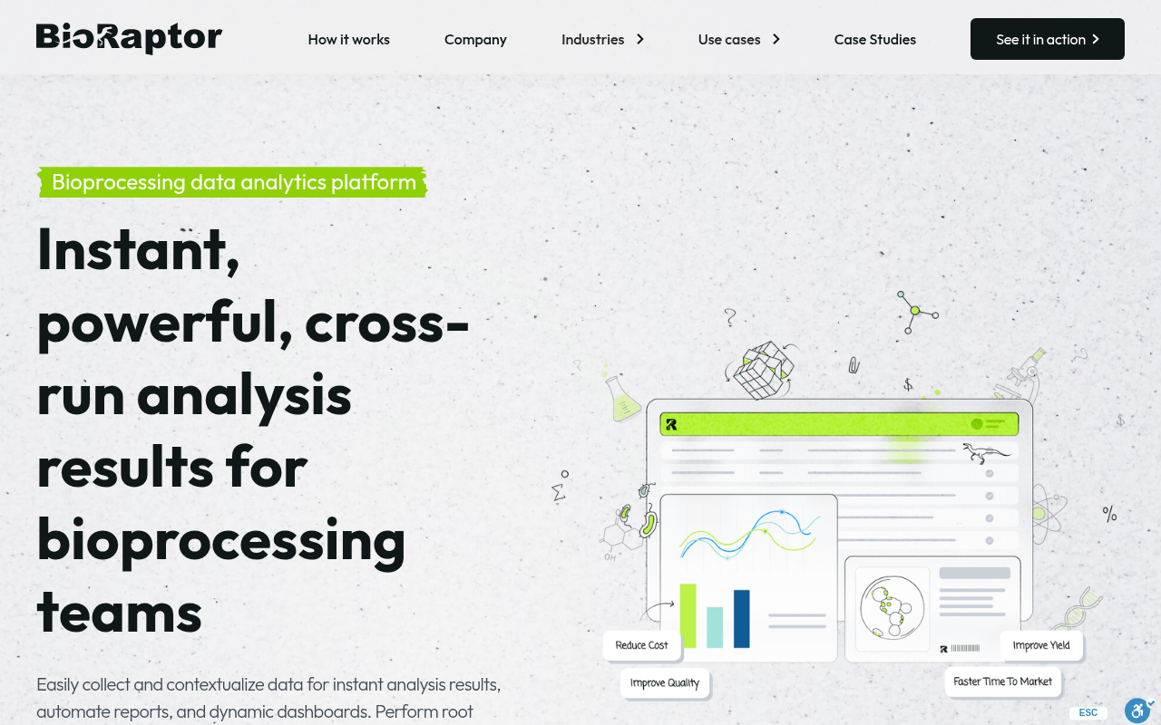 Screenshot of BioRaptor: AI-Powered Data Analytics for Bioprocessing Excellence