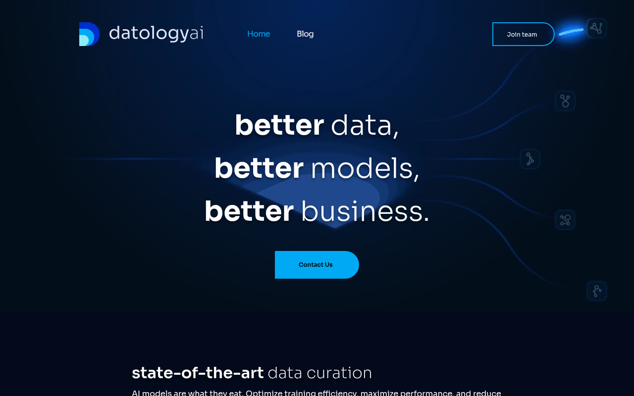 Screenshot of DatologyAI: Supercharging GenAI with Automated Data Curation