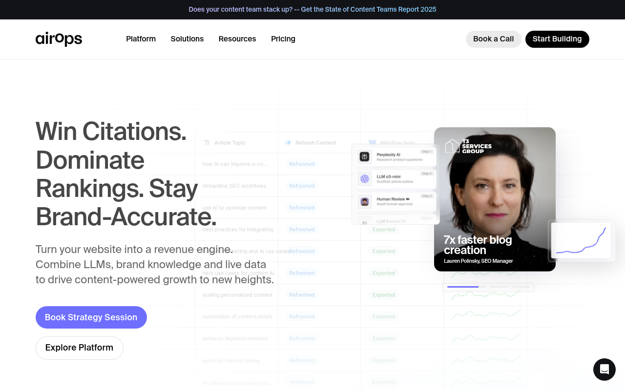 Screenshot of AirOps: AI-Powered SEO Workflows for Growth