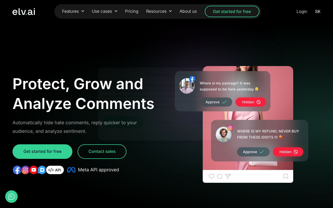 Screenshot of Enhance Your Online Community with AI-Powered Content Moderation by Elv.ai