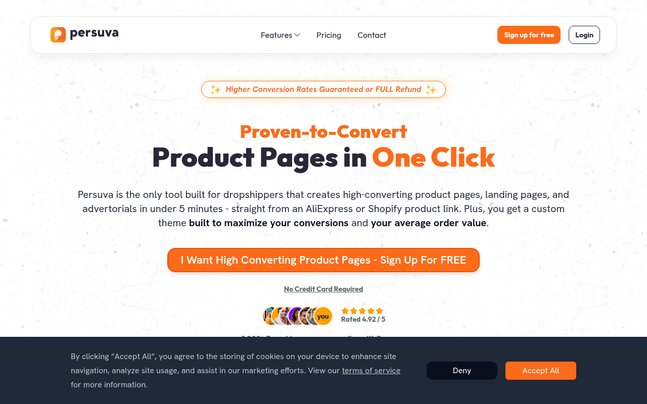Screenshot of Persuva: AI-Powered Product Finder for Dropshipping Success