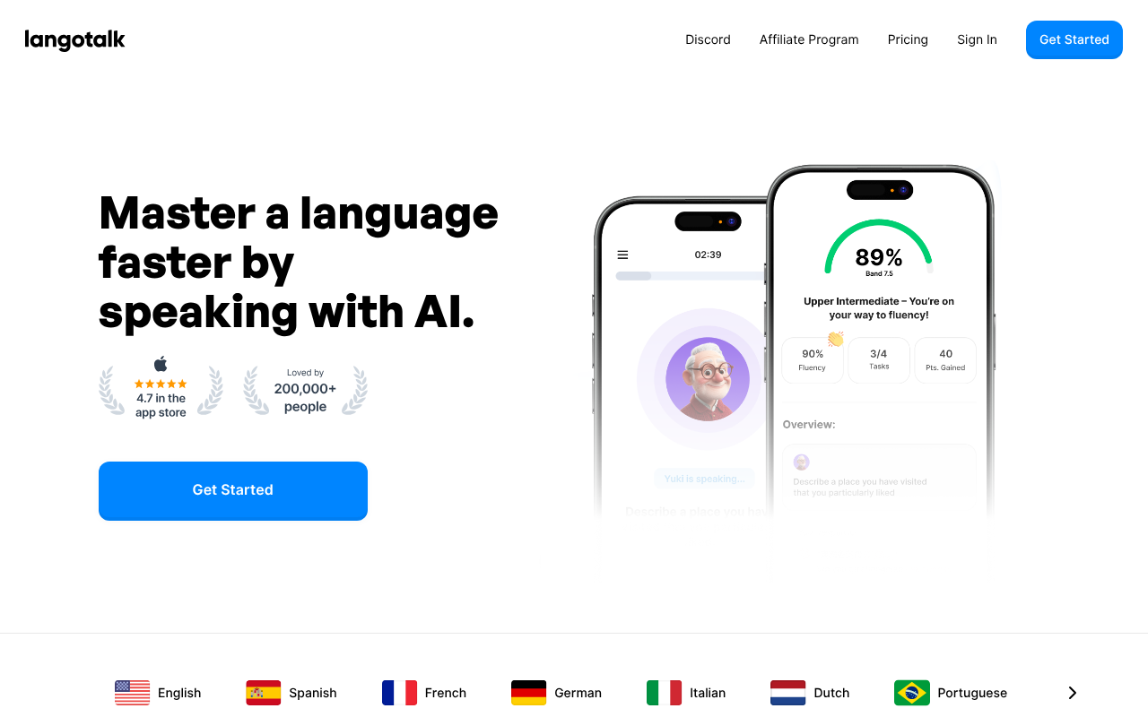 Screenshot of LangoTalk Review: Connect and Converse Your Way to Fluency