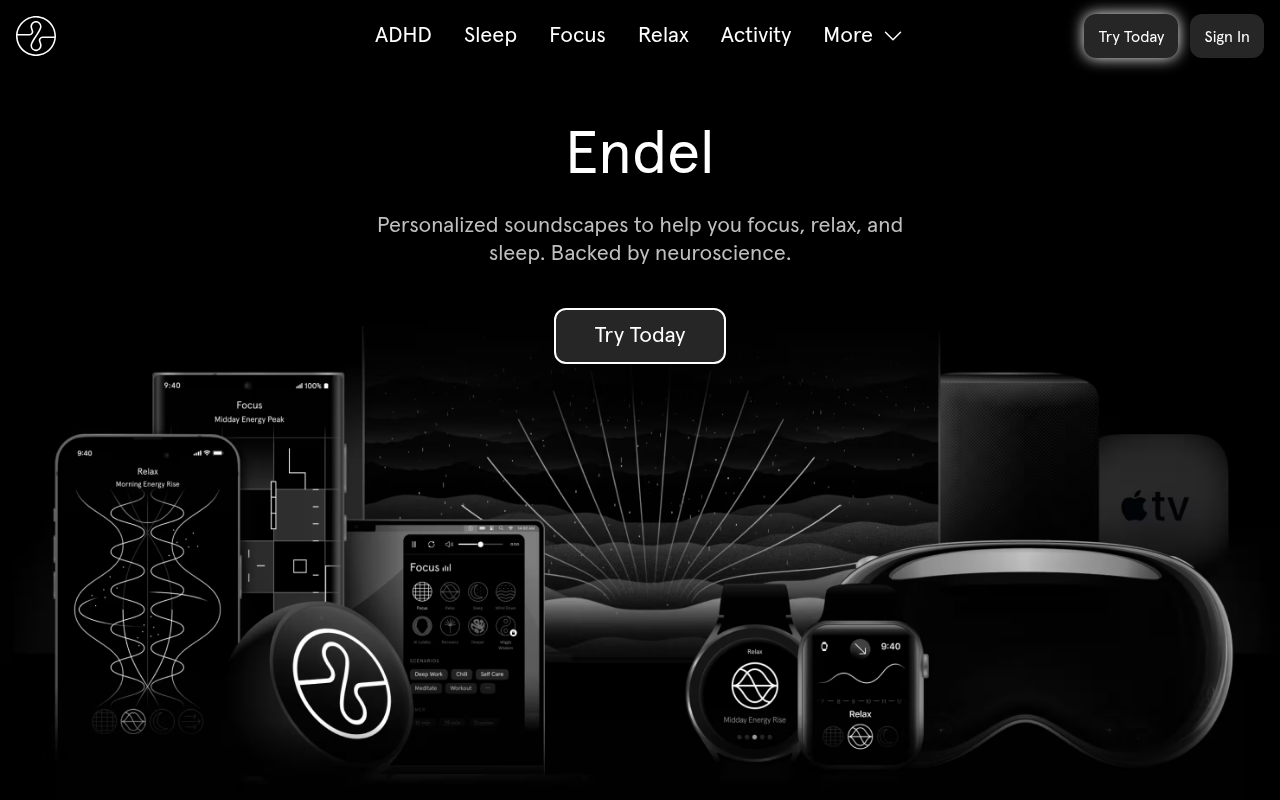 Screenshot of Endel: AI Soundscapes for Focus, Relaxation, and Sleep