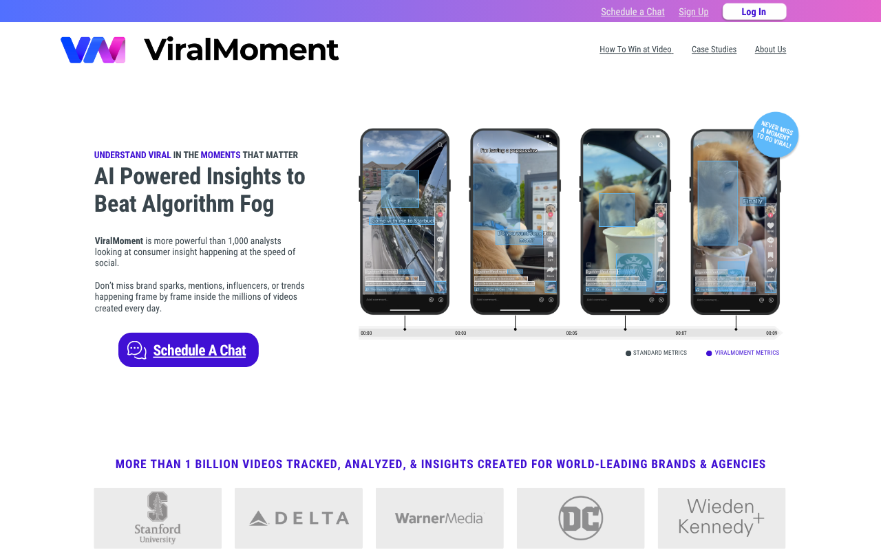 Screenshot of ViralMoment: AI-Powered Social Video Trend Spotting
