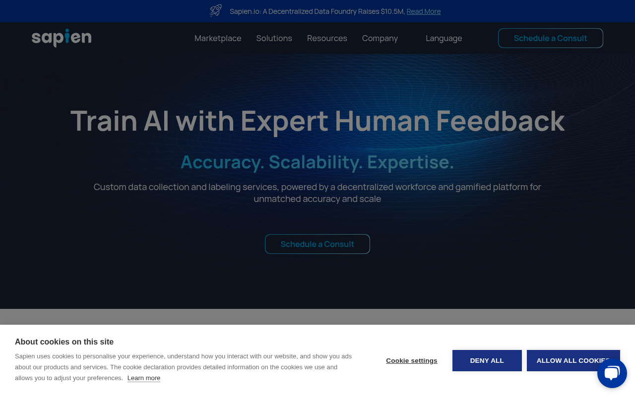 Screenshot of Sapien: Fine-Tune Your LLMs with Expert Data Labeling