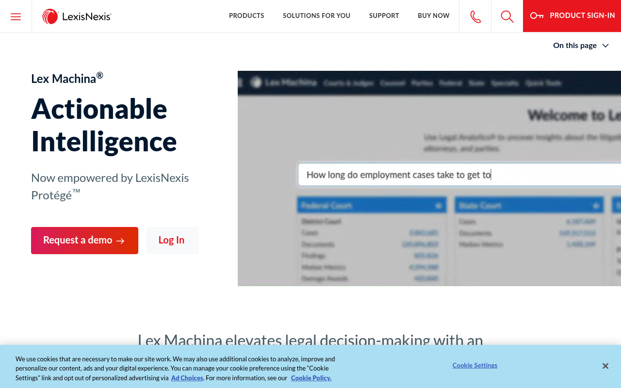 Screenshot of Lex Machina: Data-Driven Legal Strategy and Analytics Review