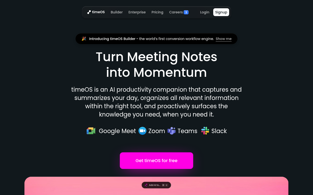 Screenshot of Magical timeOS: AI-Powered Time Management for Peak Productivity