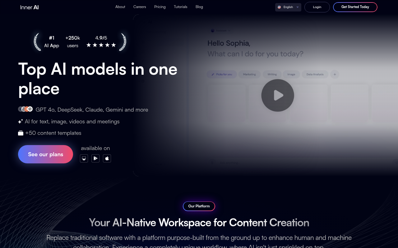 Screenshot of Inner AI: Your AI-Powered Productivity Partner