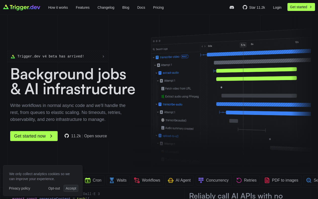Screenshot of Trigger.dev: Simplify Background Jobs with Open Source Automation