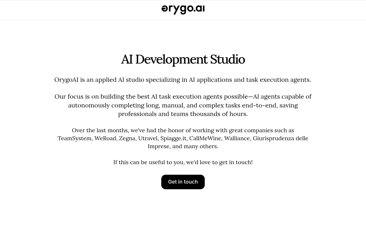 Screenshot of OrygoAI: AI Agents for Deep Business Research