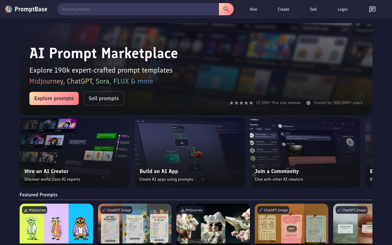 Screenshot of PromptBase Review: The Premier AI Prompt Marketplace