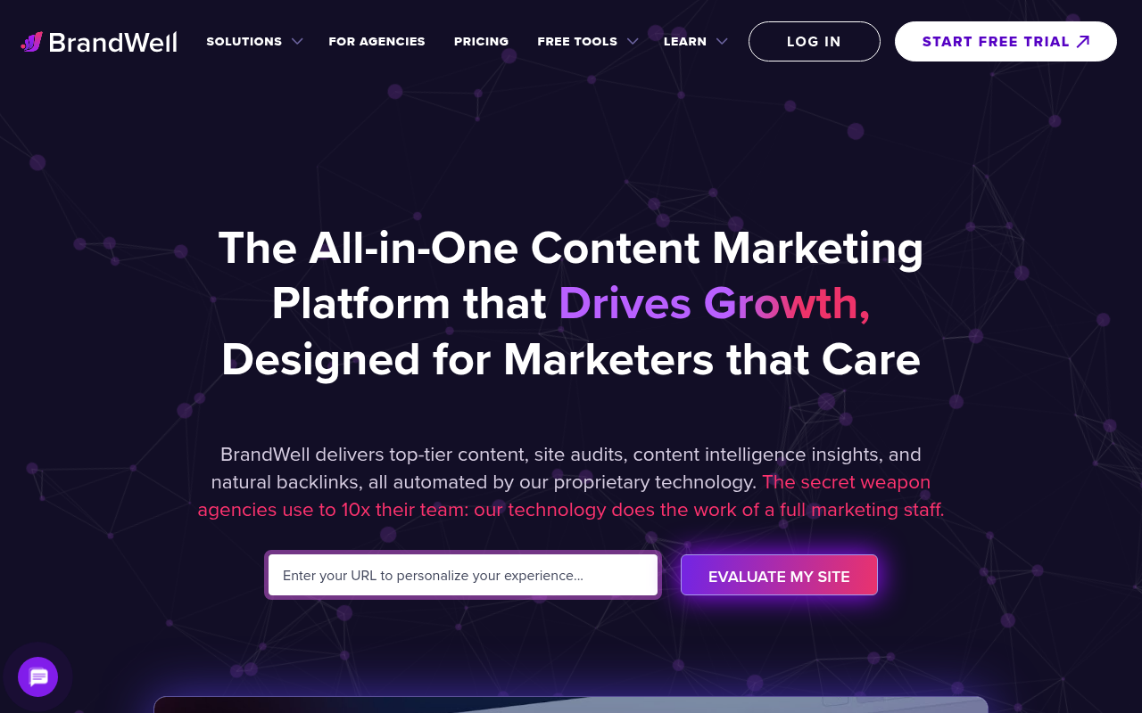Screenshot of BrandWell AI: Supercharge Your Brand Authority and Drive Revenue
