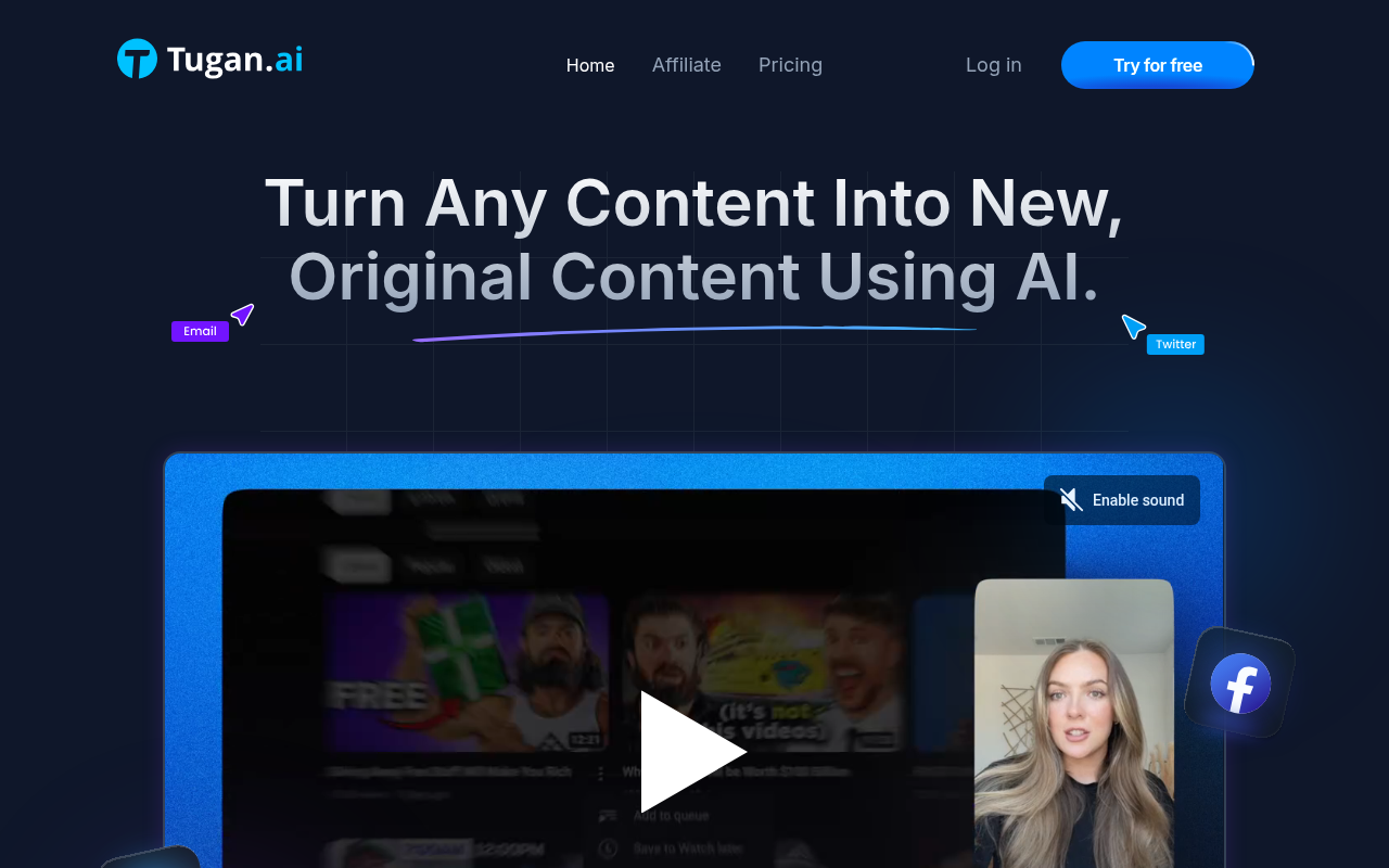Screenshot of Unlock Content Creation: A Deep Dive into Tugan.ai