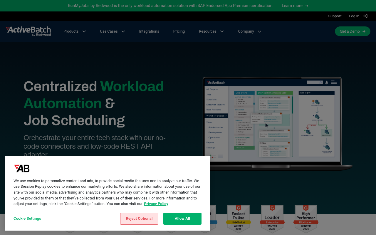 Screenshot of Redwood ActiveBatch: Streamline Your Workflows with AI-Powered Automation