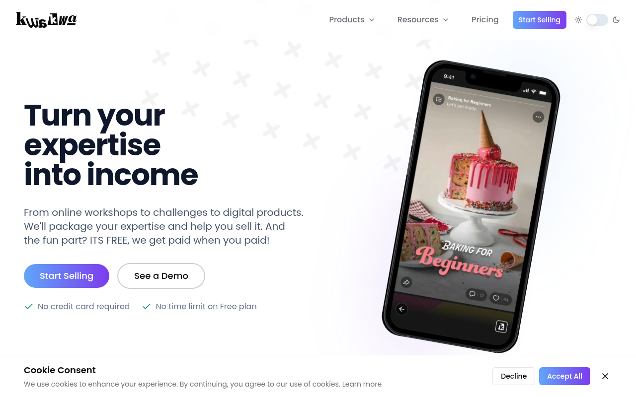 Screenshot of KwaKwa: Monetize Your Expertise with a Social Learning Platform