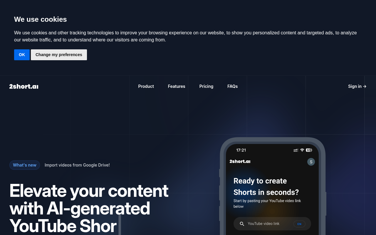 Screenshot of 2Short.ai Review: Repurpose Long Videos into Engaging YouTube Shorts with AI