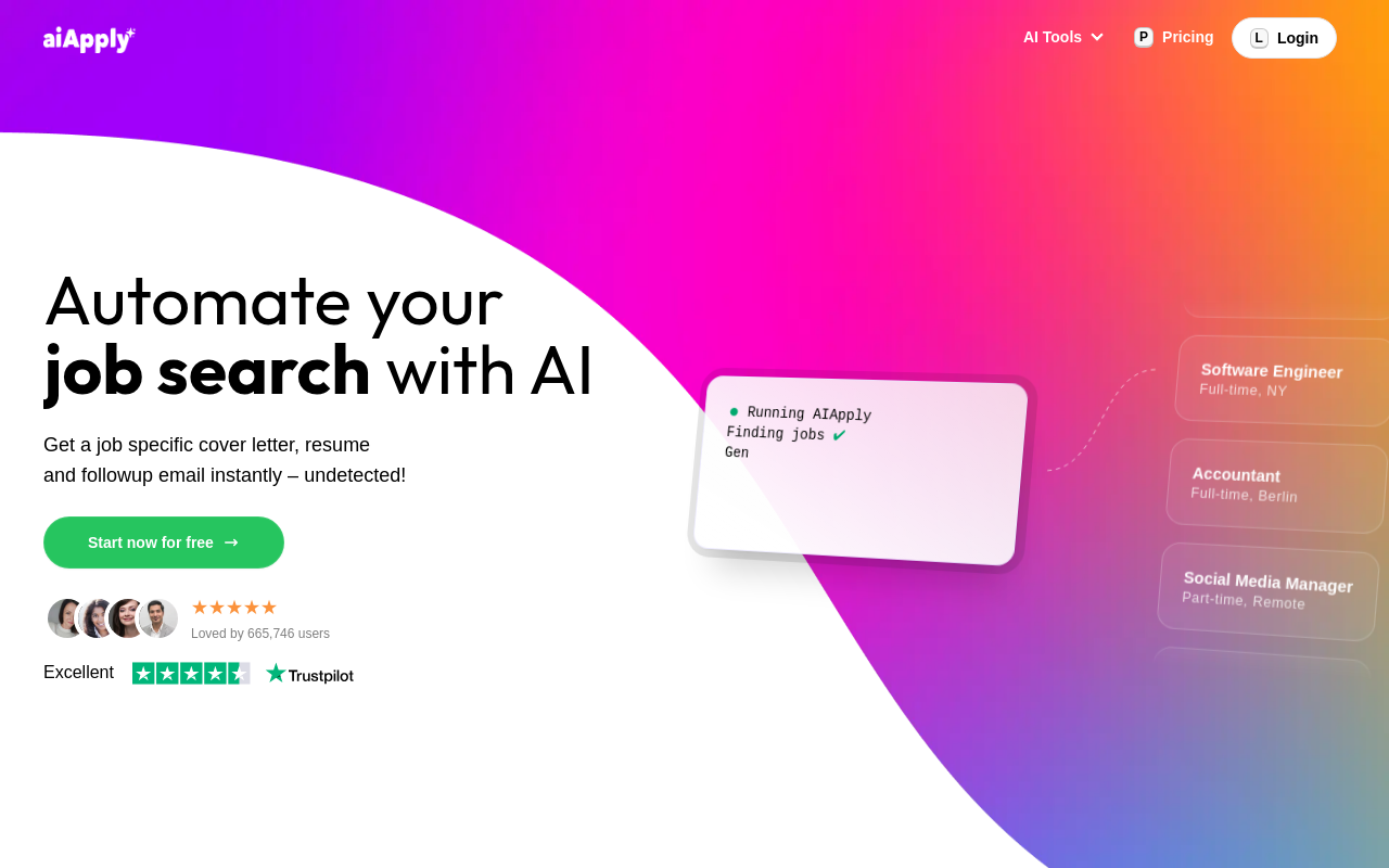 Screenshot of AIApply: Ace Your Job Search with AI-Powered Tools